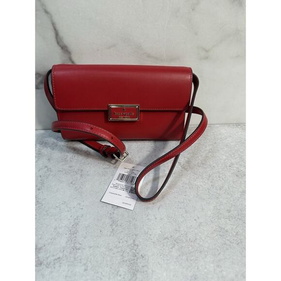 Kate Spade Reegan Smooth Leather Wallet Crossbody KB545 Candied Cherry Red NEW - Picture 9 of 9